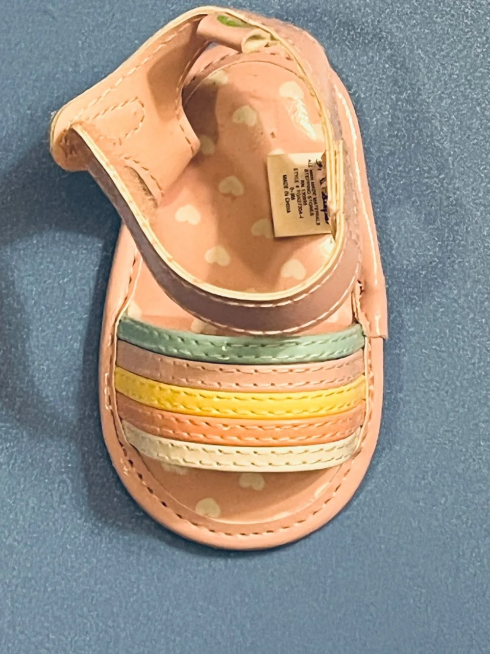 First Steps Baby Sandals 0-3 Months Pink Rainbow Velcro Strap NWOT